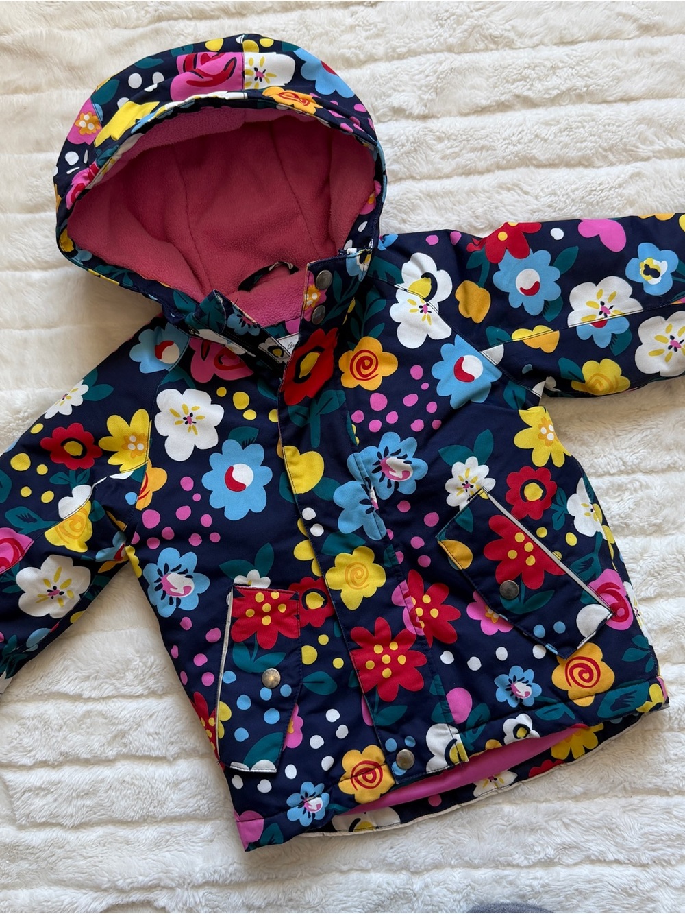 Hanna Andersson navy floral winter jacket toddler girl